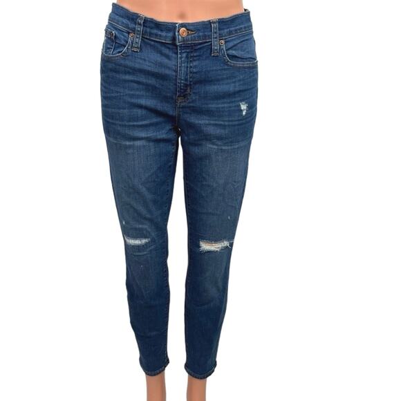 J. Crew Blue Mid Rise Stretch Ankle Casual Toothpick Skinny Jeans Size 29 - Picture 1 of 5